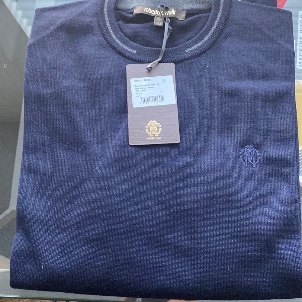 Roberto Cavalli Man knitted Sweater M size Brand New. Blue color